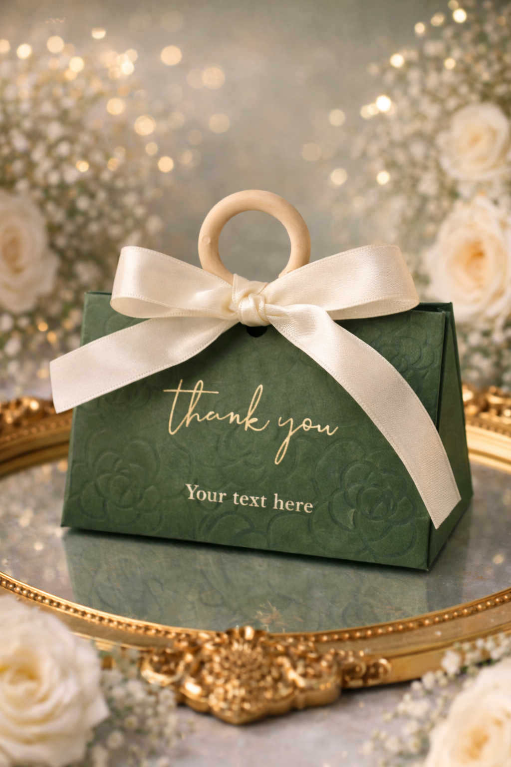 Premium Gift Box with Ribbon Handle - Green