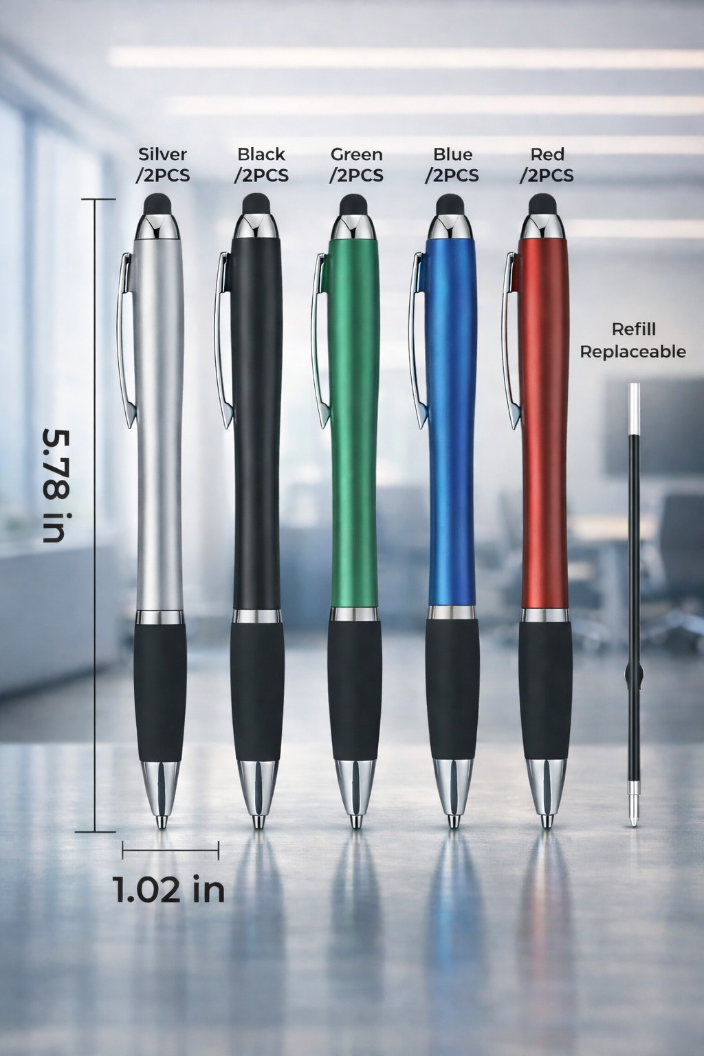 Bulk Personalised Multicolour LED Stylus Pens (Laser Engraved)