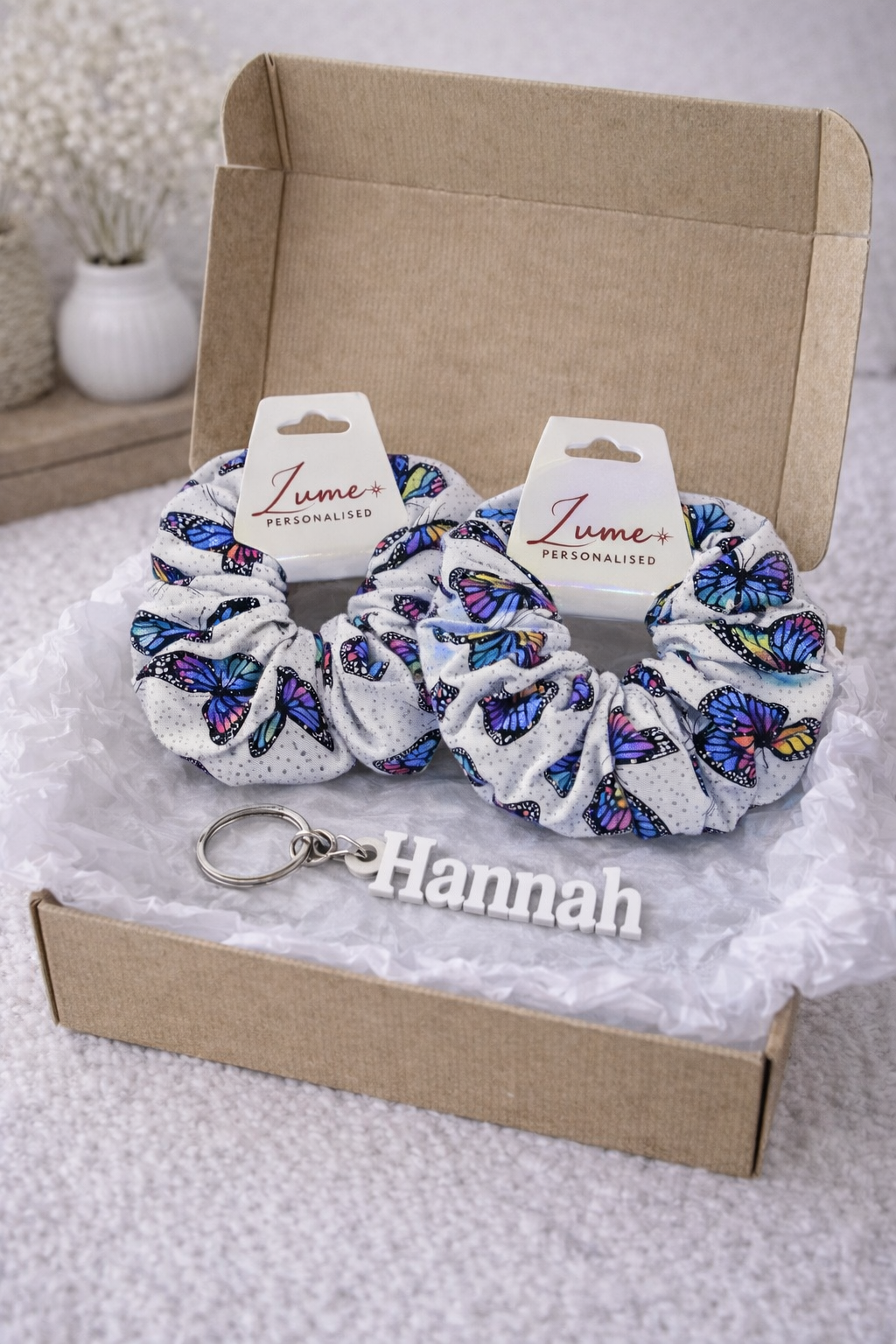 Personalised 3D Name Keychain + Scrunchie Set