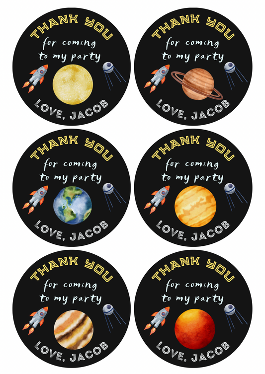 12 Round Personalised Kids Party Vinyl Stickers