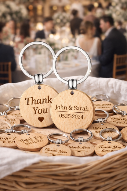 Personalised Wooden Keyring Favours