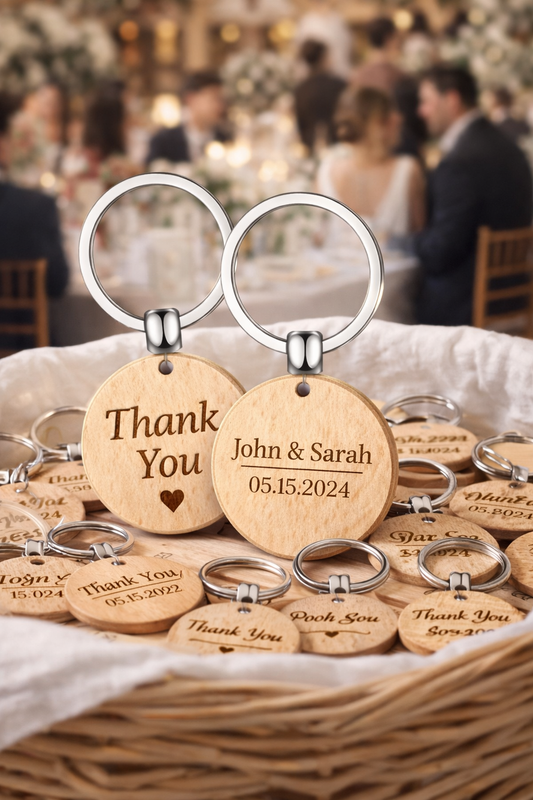 Personalised Wooden Keyring Favours
