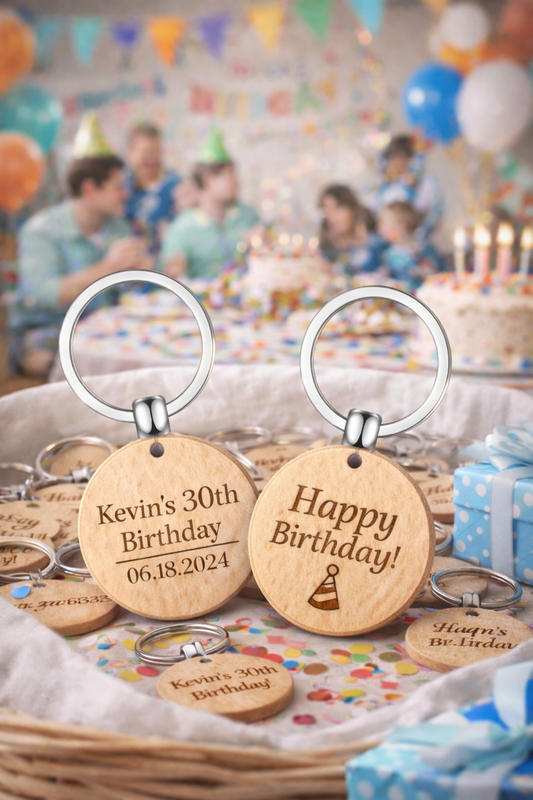 Personalised Wooden Keyring Favours