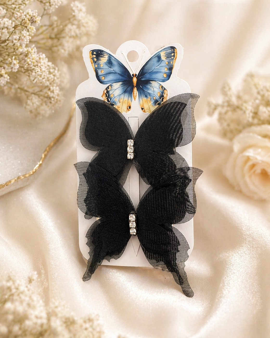Black Butterfly Hair Clips – Set of 2