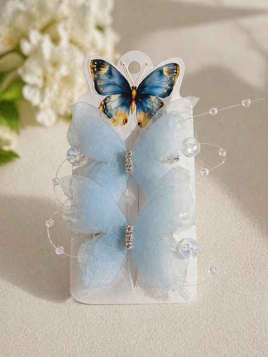 Light Blue Butterfly Hair Clips – Set of 2