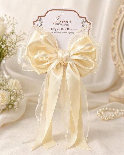 Beige Elegant Hair Bow – Plain or Personalised