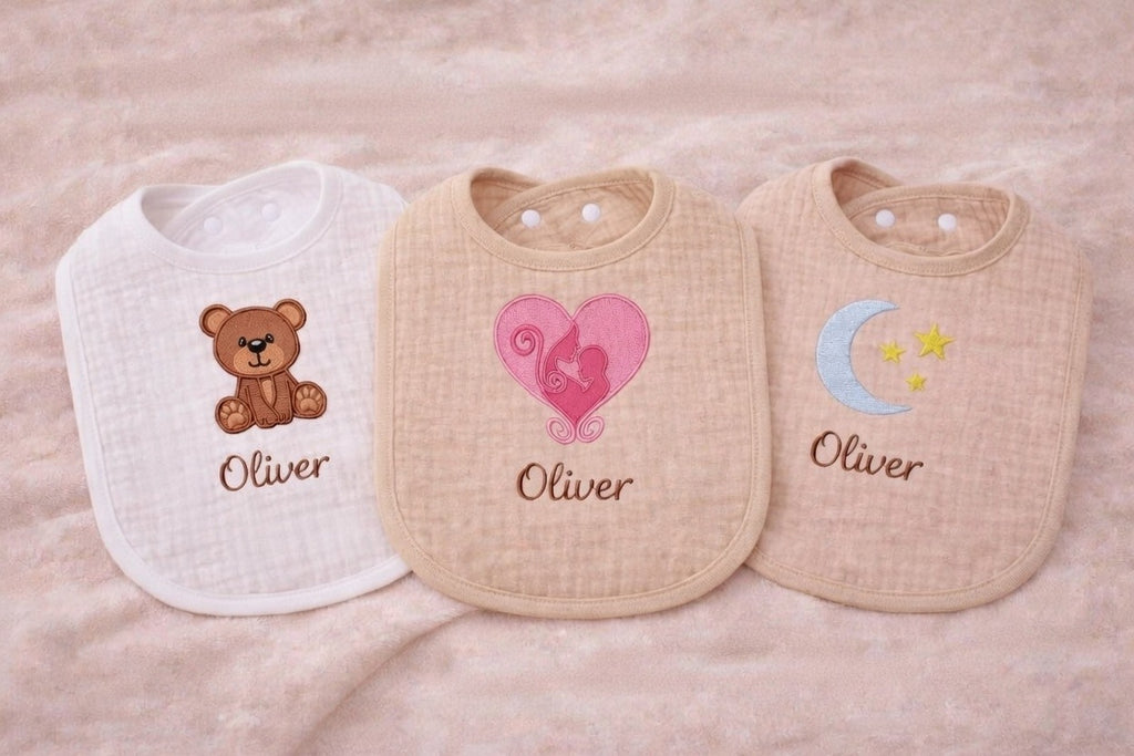 Embroidered Classic Muslin bibs