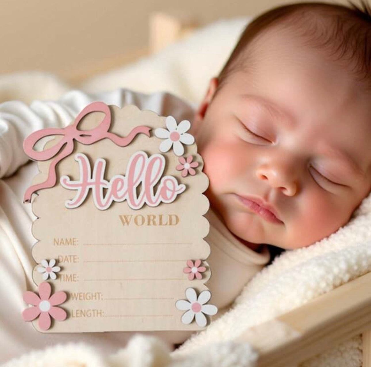Personalised “Hello World” Birth Announcement Plaque