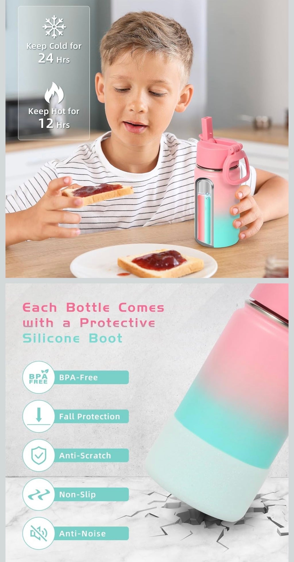 Bulk Personalised Insulated Kids Water Bottles - Starting from 10 pcs